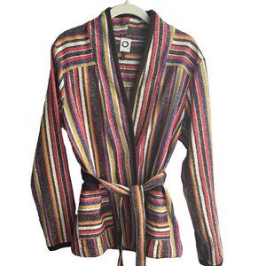 Anthropologie Striped Belted Blazer